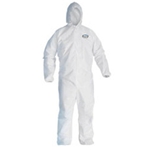 Kleenguard A10 Light-Duty Coveralls, Zipper Front, Elastic Wrists, Attached Hood
