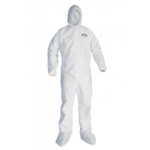 Kleenguard A10 Light-Duty Coveralls, Zipper Front, Elastic Wrists, Attached Hood & Boots