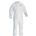 KleenGuard A20 Coveralls, Zipper Front No Elastic, White