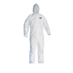 KleenGuard A20 Coveralls, White, Zipper Front, Elastic Back, Wrists, Ankles & Hood