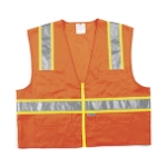 MCR (SURVO) Class 2 Orange Surveyor Vests, Zipper Front, 2