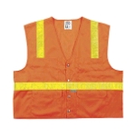 MCR (SURVOV) Class 2 Orange Surveyor Vest w/Snap Front Closure, 6 Pockets