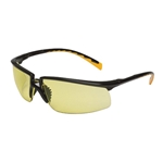 AOSafety Privo Safety Glasses, Orange Accent Temple Tips, Black Frame, Amber Anti-Fog Lens