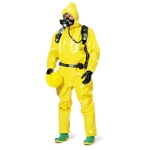 Dupont Tychem BR128T Coveralls w/Attached Hood, Elastic Respirator Fit, Elastic Wrists, Boots