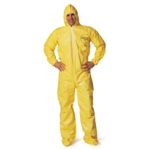 DuPont Tychem QC Coveralls w/Attached Hood, Boots, Elastic Wrists, Serged Seam