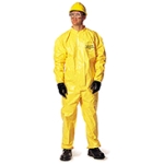DuPont Tychem QC Coveralls w/Attached Hood, Elastic Wrists, Bound Seam