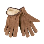 Memphis Lined Leather Drivers Gloves, Brown, Pile Lined, Split Cow, Large