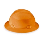 MSA 10021292 V-Gard Full Brim Hard Hat, Fas-Trac, Hi-Viz Orange