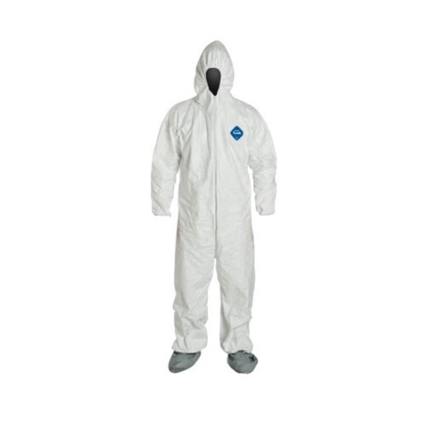 DuPont Tyvek Coverall, Zipper Front with Attached Hood, Boots, and Elastic Wrists