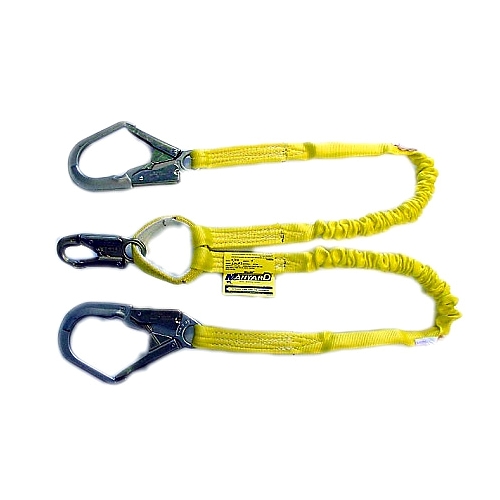 Miller 231WRS/6FTYL Manyard Shock-Absorbing Lanyard Twin Leg-Snap Hook/Rebar Hook, 6'