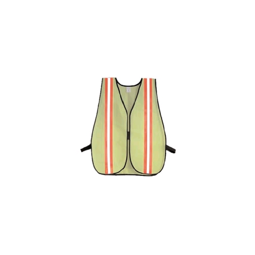 Safety Vest, Lime Green Mesh with Orange/Silver Reflective Tape