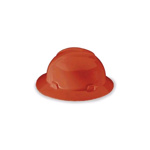MSA 454736 V-Gard Full Brim Staz-On Suspension Hard Hat, Pinlock, Red
