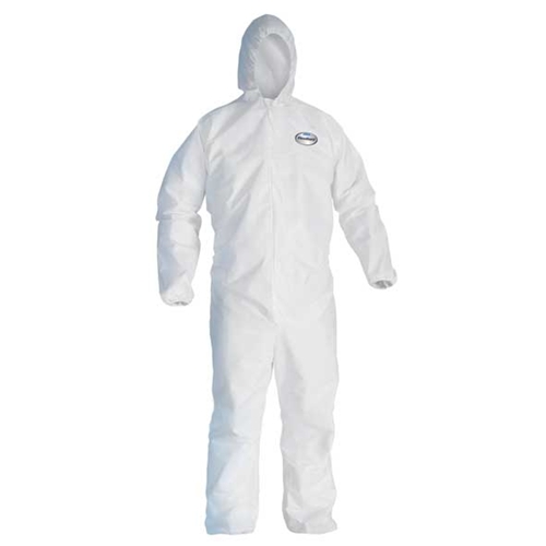 KleenGuard A30 Coveralls, Zipper Front w/ 1" Flap, Elastic Back, Wrist, Ankles & Hood