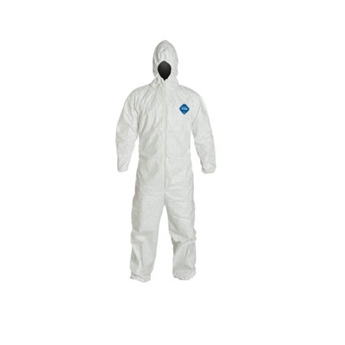 DUPONT TY122S WHITE TYVEK COVERALL BUNNY SUIT ATTACHED HOOD & BOOTS (PACK OF 5
