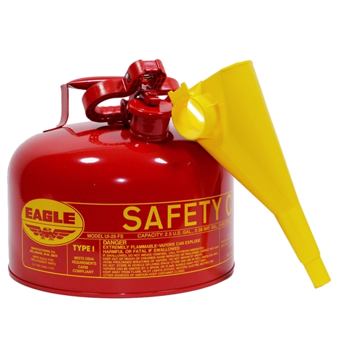 Eagle Type I Safety Can, 2.5 Gal. Red with F-15 Funnel, UI-25-FS