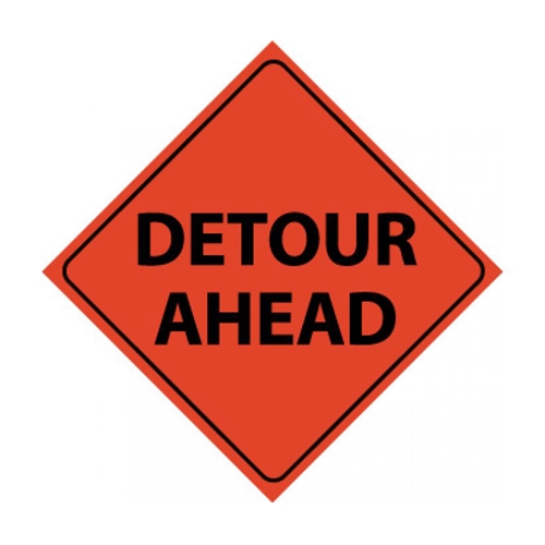 Reflective Roll-Up Detour Ahead Sign (RUR2)