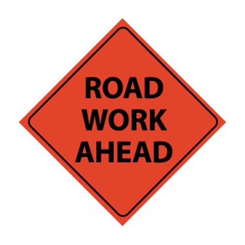 Reflective Roll-Up Road Work Ahead Sign (RUR8)
