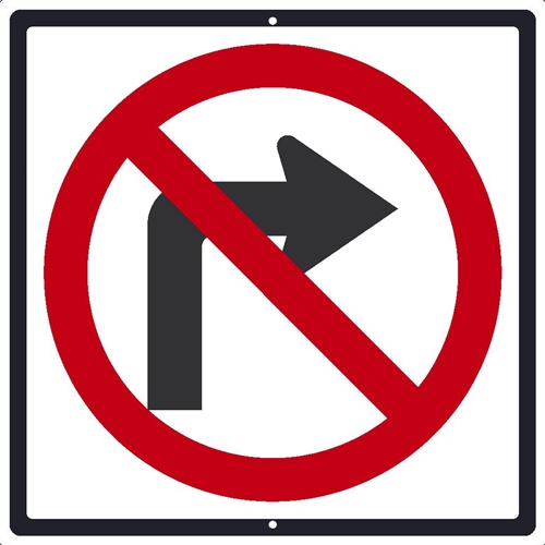 No Right Turn Graphic Traffic Sign (TM203J)