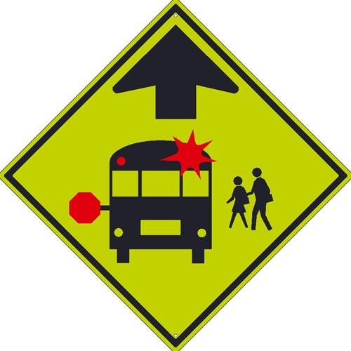 School Bus Stop Ahead Mutcd Sign (TM603DG)