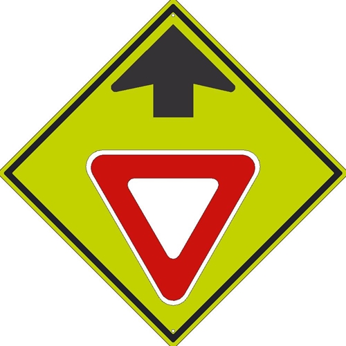 Yield Ahead Symbol With Arrow Sign (TM611DG)