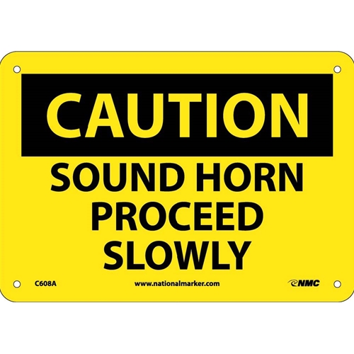 Caution Sound Horn Proceed Slowly Sign (C608A)