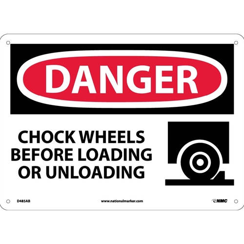 Danger Chock Wheels Before Loading Sign (D485AB)