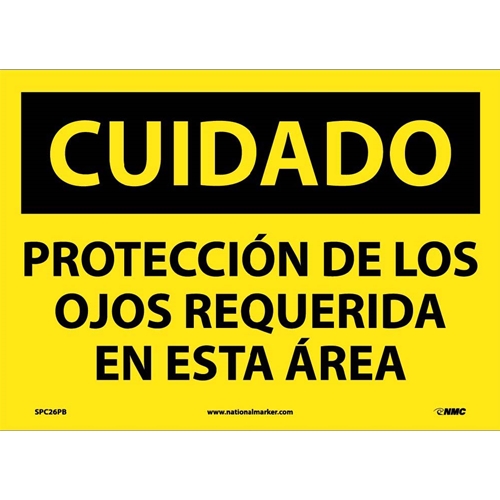 Caution Eye Protection Required Sign - Spanish (SPC26PB)