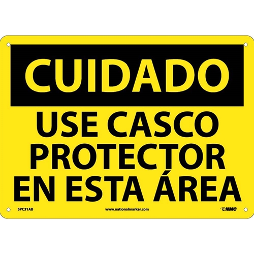 Caution Hard Hat Area Sign - Spanish (SPC31AB)