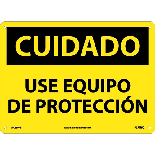 Caution Use Protective Equipment Sign - Spanish (SPC369AB)