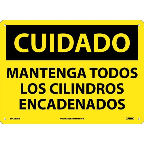 Caution Keep All Cylinders Chained Sign - Spanish (SPC530RB)