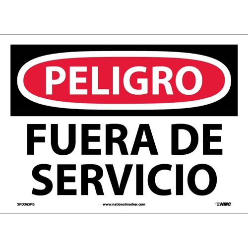 Danger Out Of Service Sign - Spanish (SPD365PB)