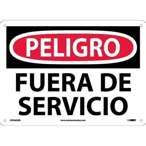 Danger Out Of Service Sign - Spanish (SPD365RB)