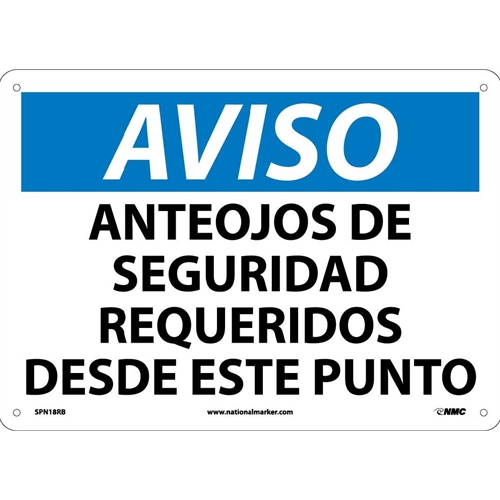 Notice Eye Protection Required Sign - Spanish (SPN18RB)