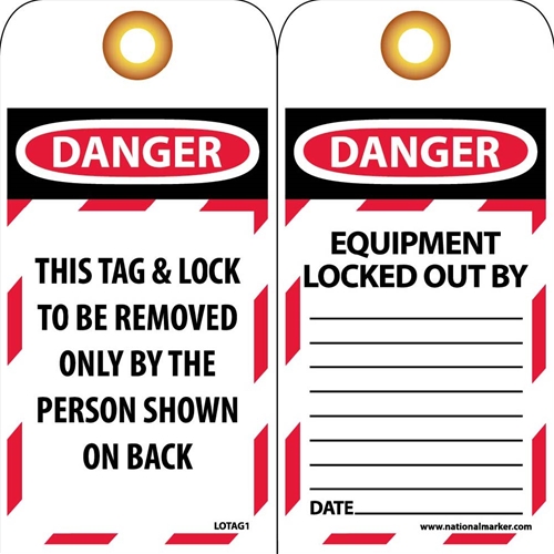 Danger This Tag & Lock To Be Removed Only By Tag (LOTAG1-25)