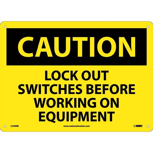 Caution Lock Out Switches Before Working Sign (C549RB)
