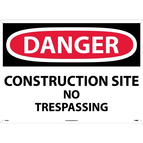Large Format Danger Construction Site No Trespassing Sign (D248RD)