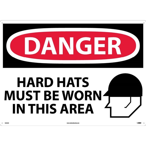 Large Format Danger Hard Hats Must Be Worn Sign (D633AD)