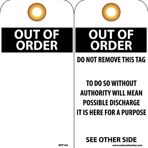 Out Of Order Tag (RPT144G)
