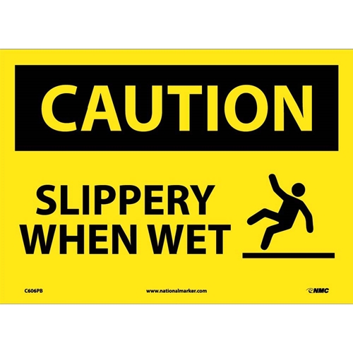 Caution Slippery When Wet Sign (C606PB)