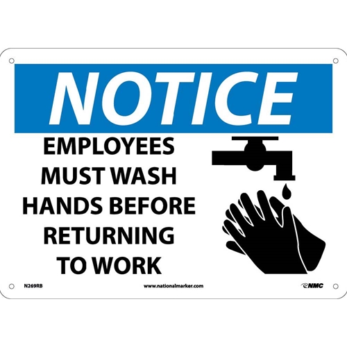 Notice Employees Must Wash Hands Sign (N269RB)