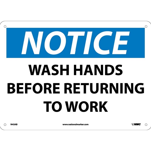 Notice Wash Hands Before Returning To Work Sign (N43AB)