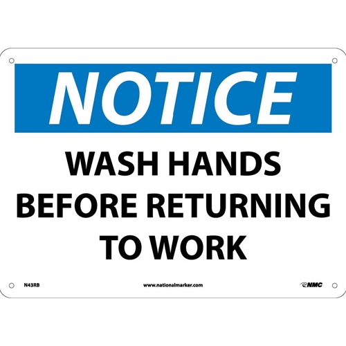 Notice Wash Hands Before Returning To Work Sign (N43RB)