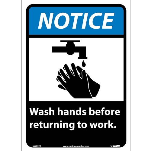 Notice Wash Hands Before Returning To Work Sign (NGA7PB)
