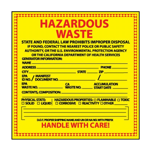 Hazardous Waste California Hazmat Label (HW16)