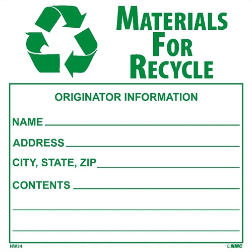 Material For Recycle Hazmat Label (HW34ALV)