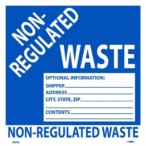 Non Regulated Waste Hazmat Label (HW9N)