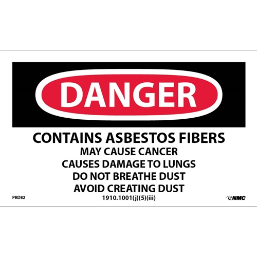Danger Contains Asbestos Hazard Warning Label (PRD82)