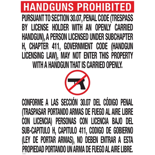 Texas Handguns Prohibited Pstr (TOC-2)