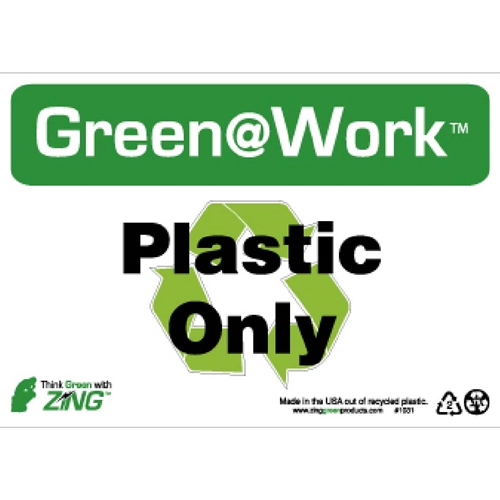 Green Work Plastic Only Sign (GW1031)