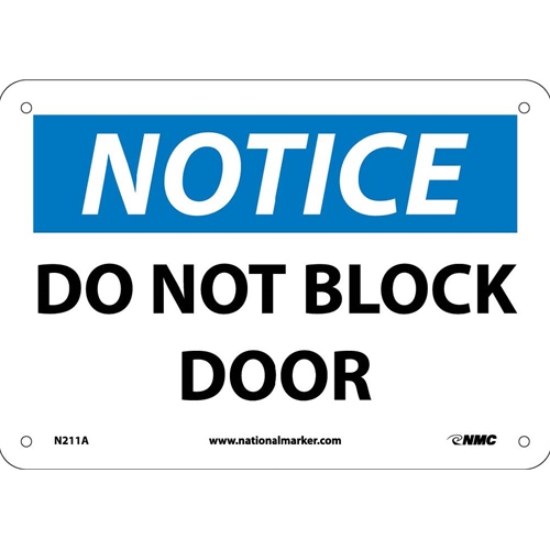 Notice Do Not Block Door Sign (N211A)